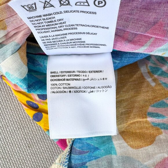 Farm Rio Anthropologie Puff Sleeve Tie Front Blouse Top Medium - Picture 8 of 11